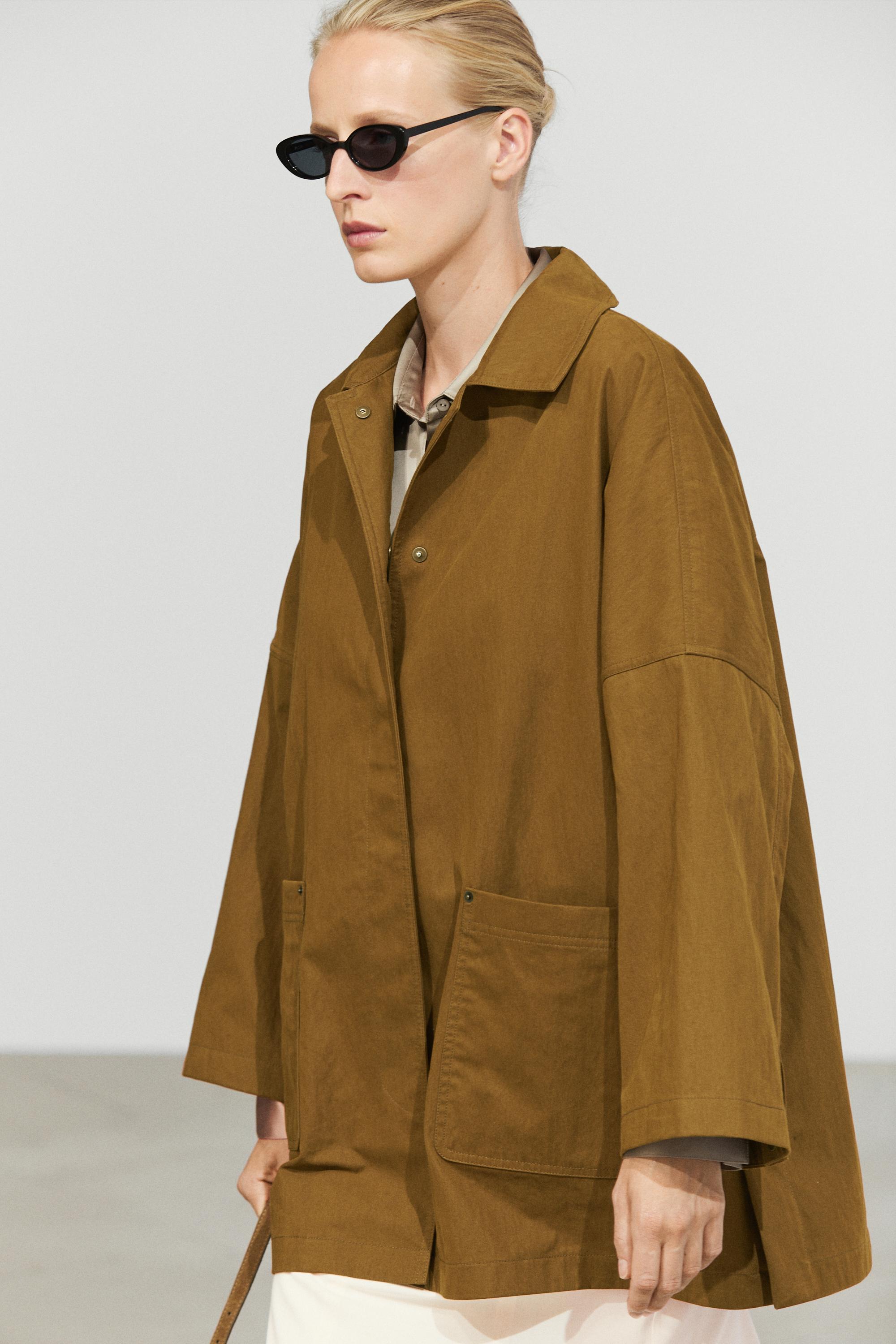 Button-tab cape jacket